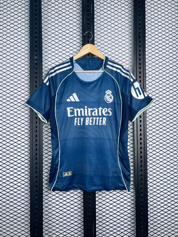 Neon-piped athletic jersey in navy and white