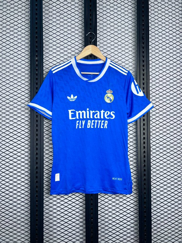 Subtle-jacquard athletic jersey in bright blue with white collar