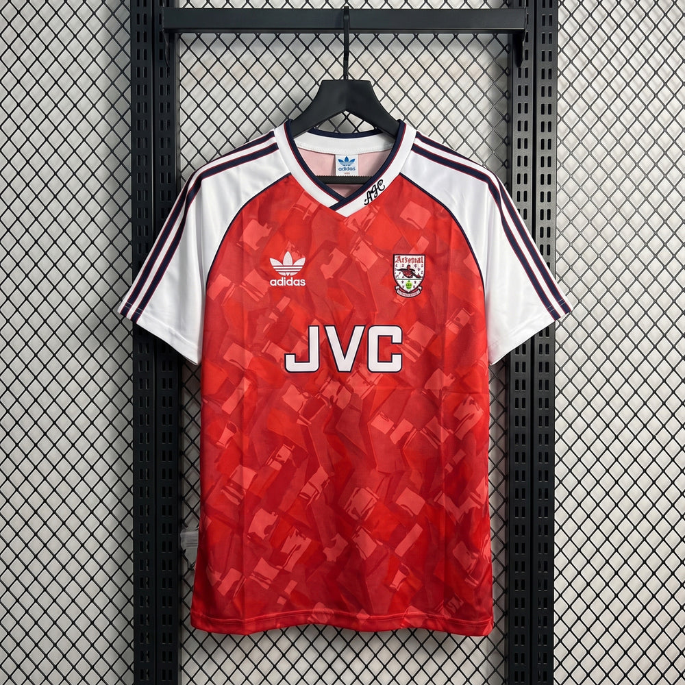 Red and white short-sleeve football jersey with geometric print