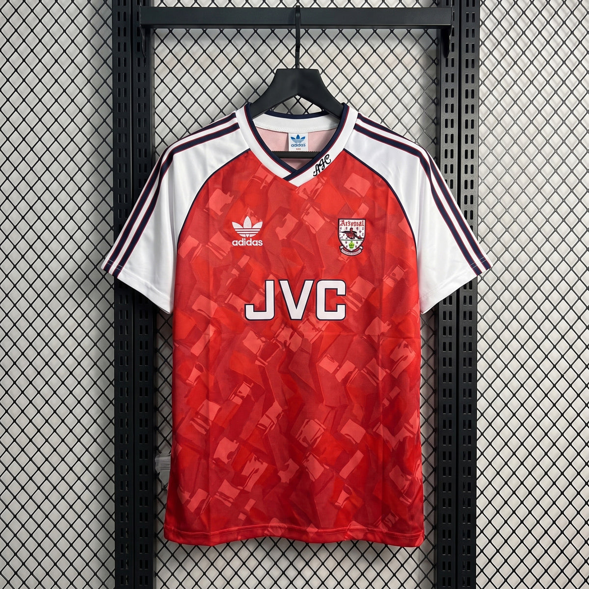 Red and white short-sleeve football jersey with geometric print