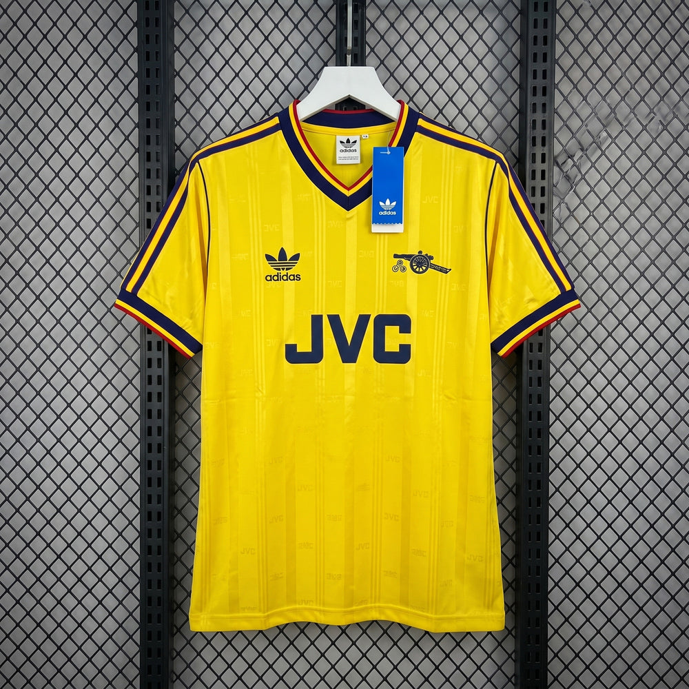 Ribbed navy collar short-sleeve jersey in yellow jacquard