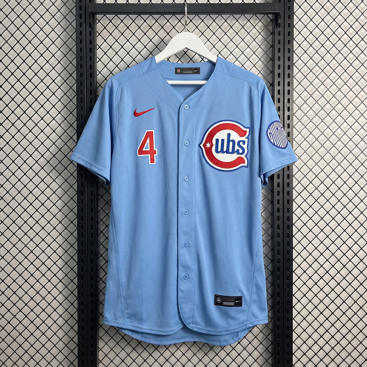 Button-front athletic silhouette in light sky blue