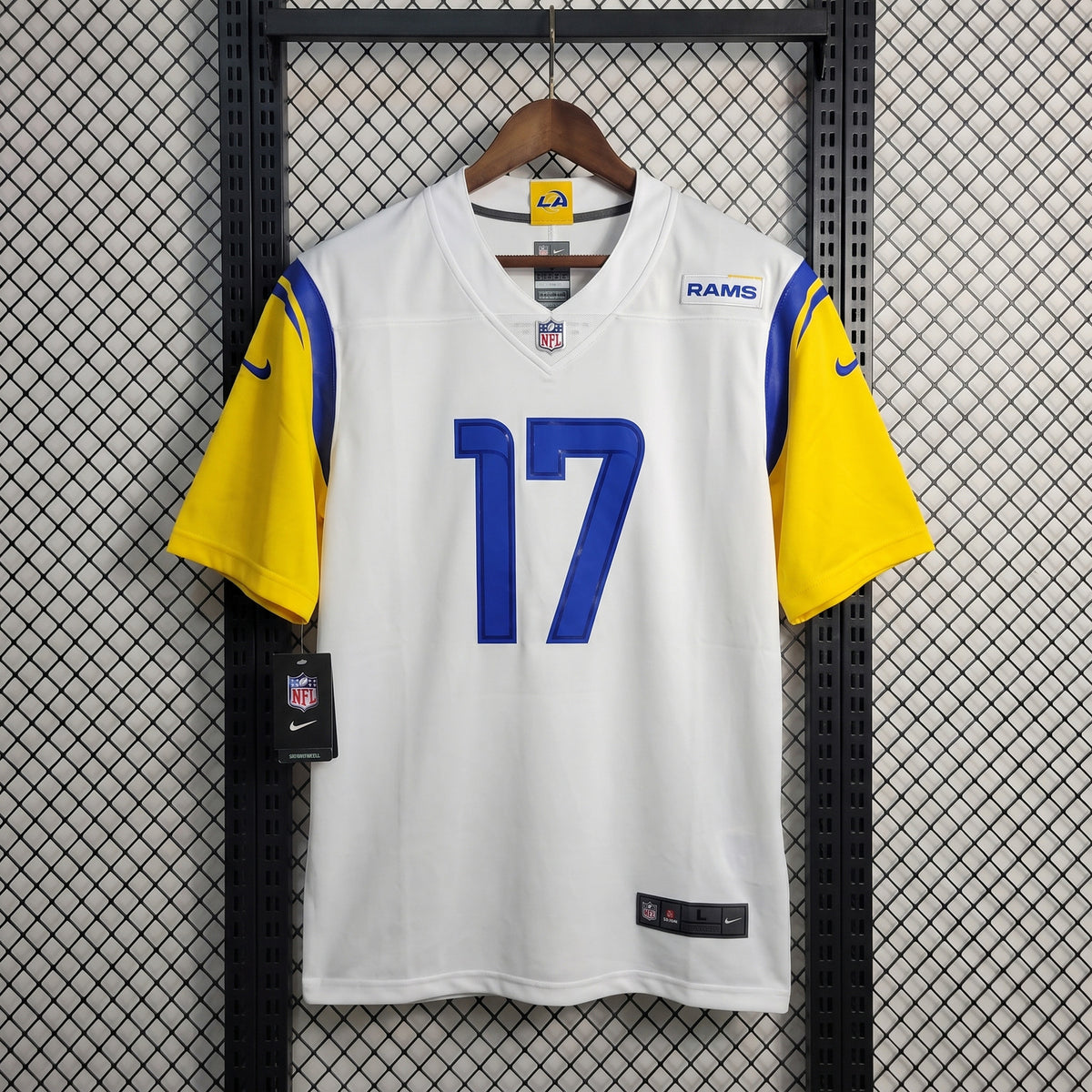 Smooth polyester jersey with yellow and blue sleeves