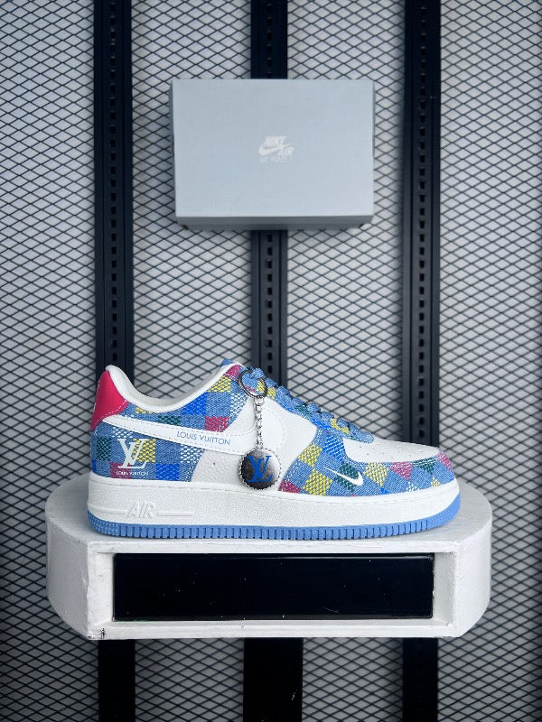 Patchwork check overlay low-top with pink heel tab