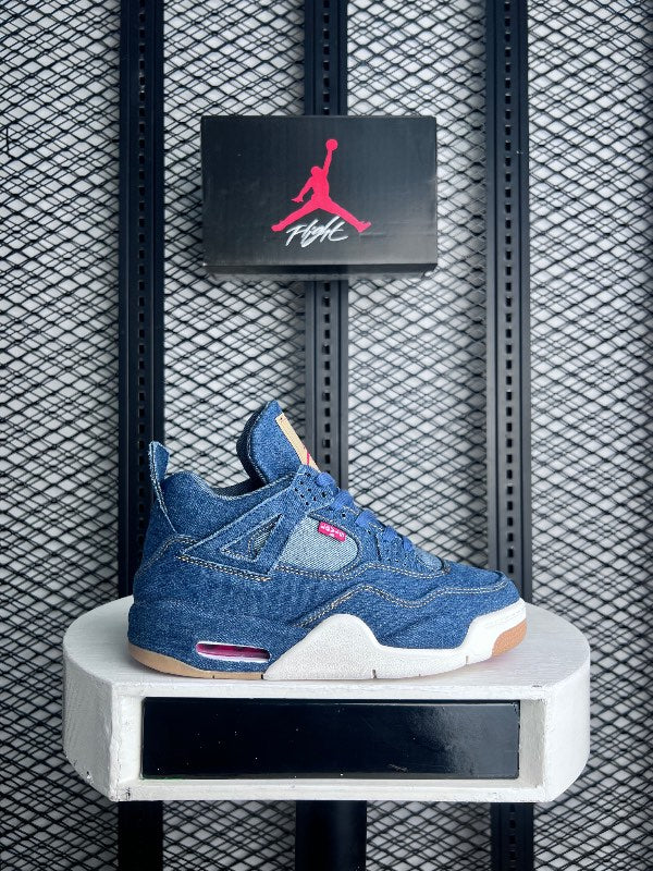 Red-tab denim basketball high-top with gum sole