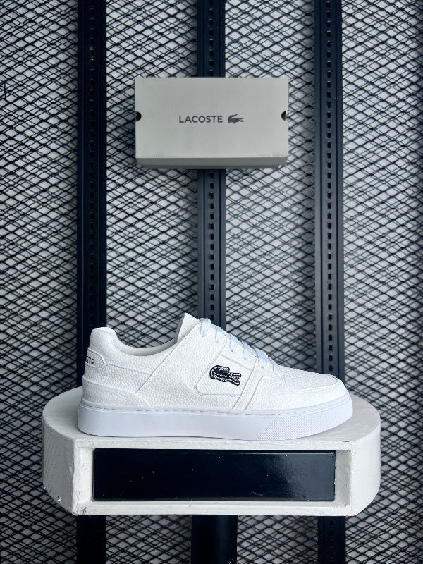 Textured leather low-top in white on a cup sole with a casual finish