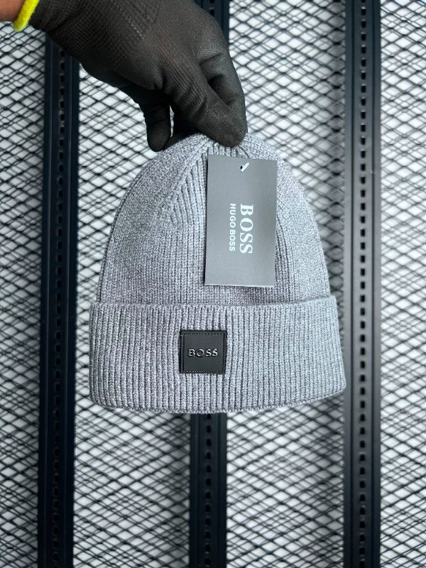 Fine-rib knit beanie gray