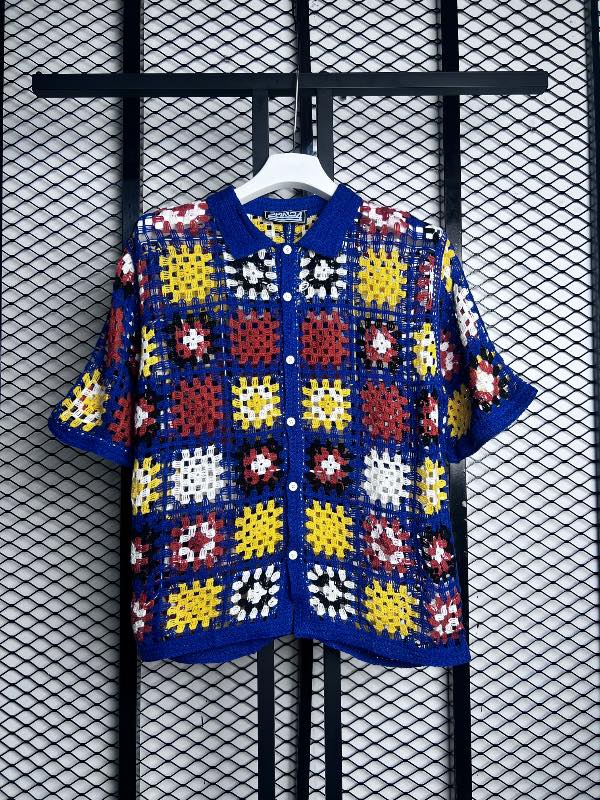 Golf t-shirt navy dark blue with yellow sy0135