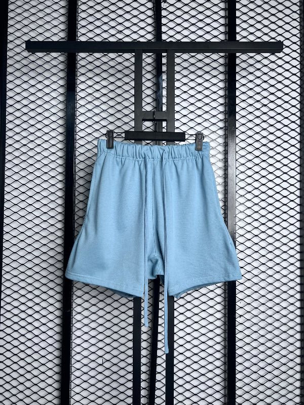 Drawstring athletic shorts silhouette in pale blue jersey