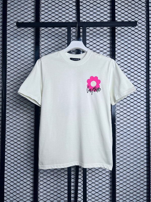 T-shirt cream white capone w696#
