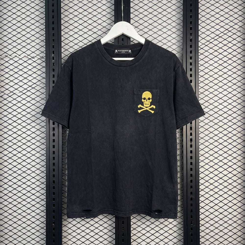 Black t shirt with a yellow