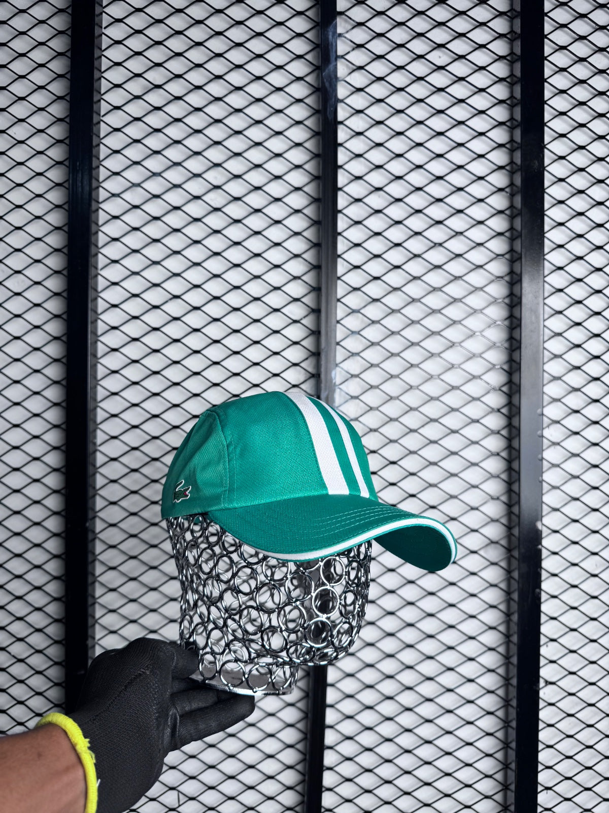 Cap green with white line