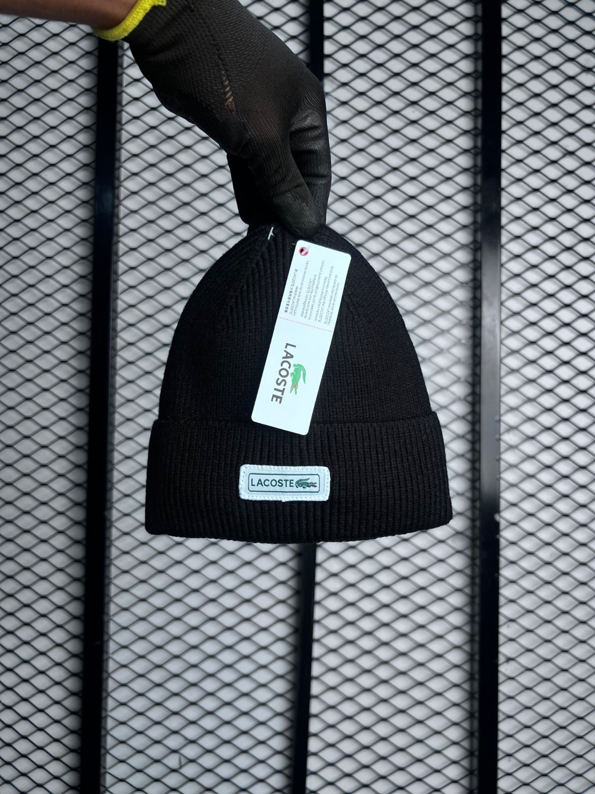 Beanie black with green small logo