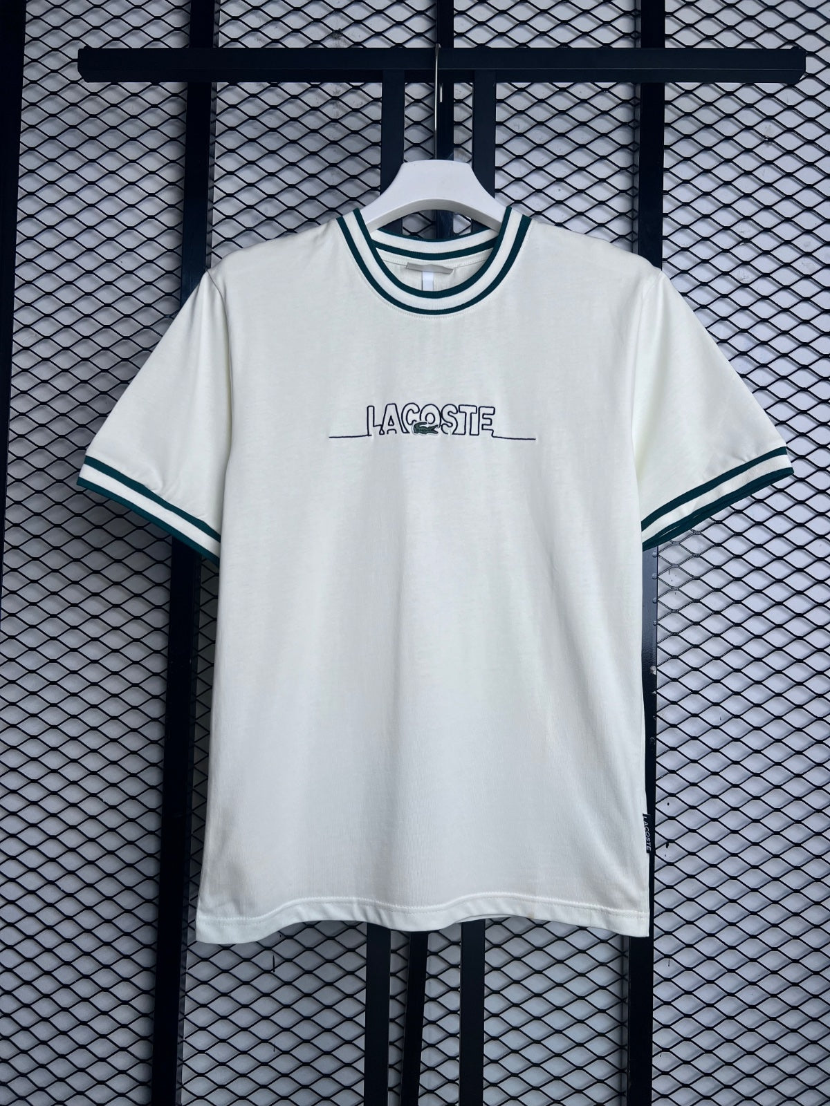 Cream white T-shirt with green